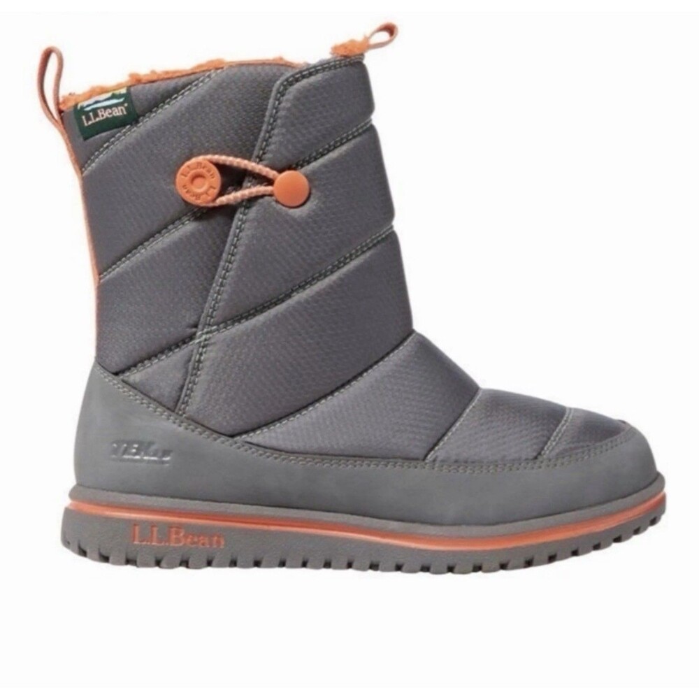 LL Bean Kids Ultralight Winter Boots Size 5 Gray Orange Lightweight